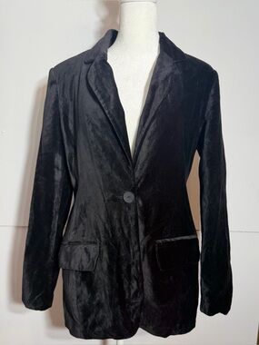 Hillard & Hanson Black Velvet Single-Button Blazer